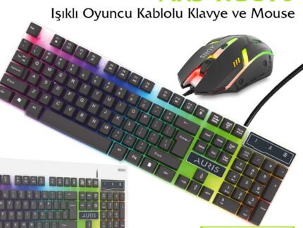 Auris ARS-KGC10 RGB Işıklı Kablolu Oyuncu Klavye & Mouse Seti
